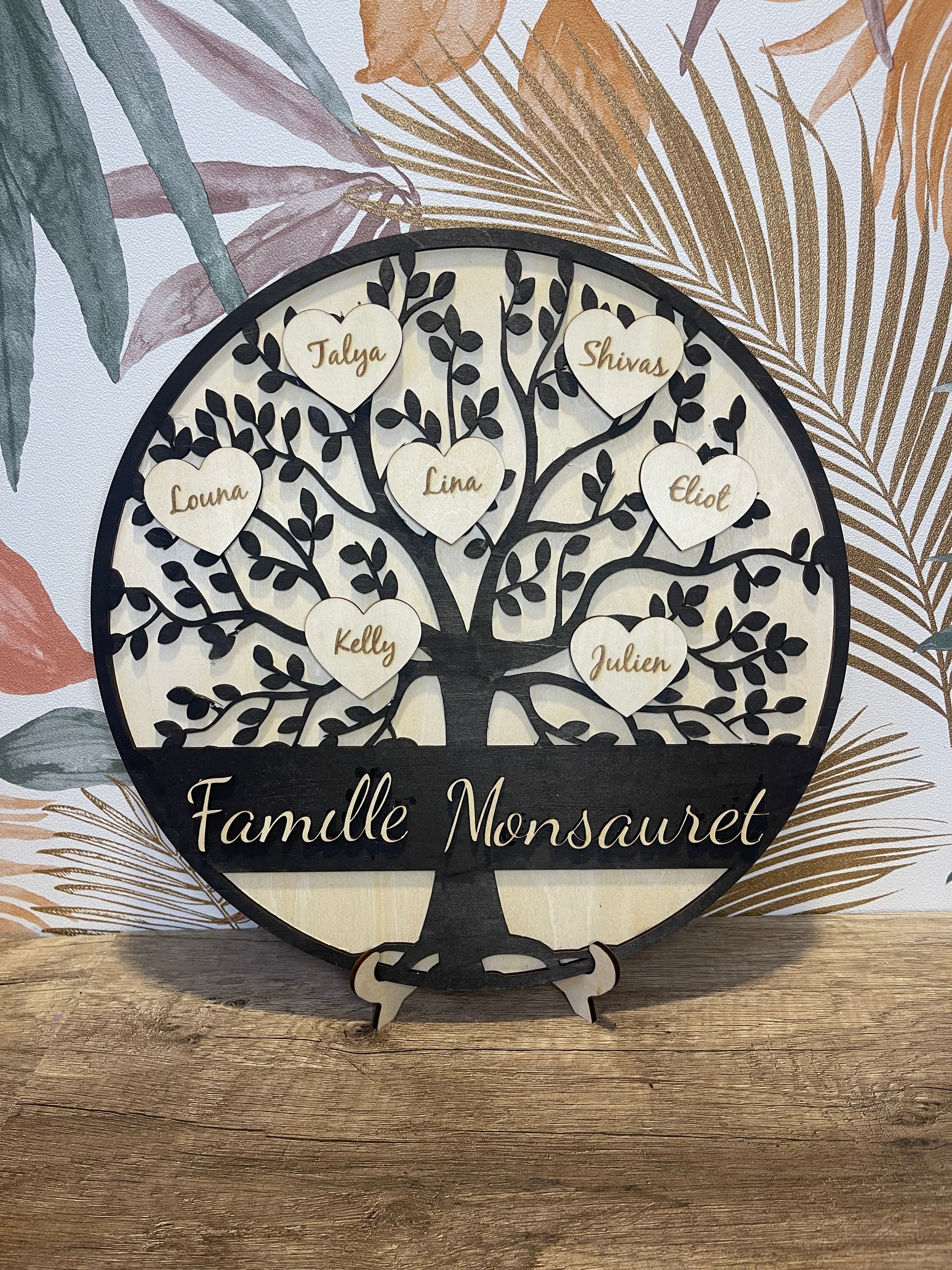 Arbre de Vie Généalogique Personnalisé en Bois – 29 cm | Grand Format