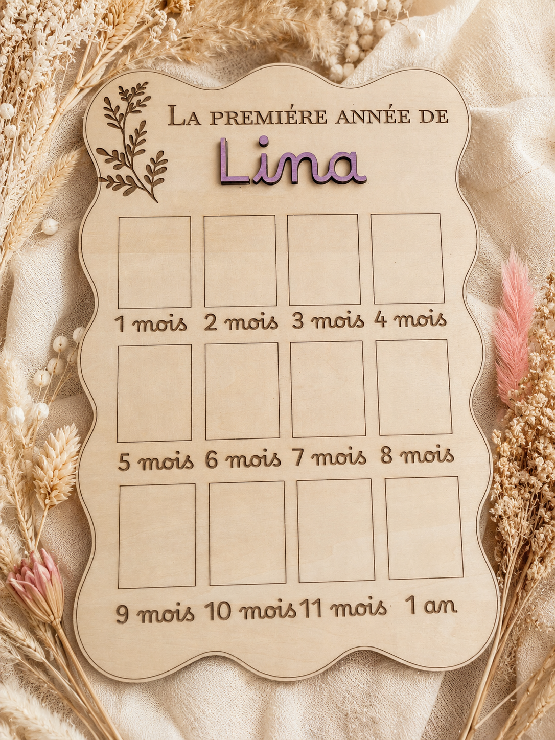Tableau souvenir première année en bois personnalisé