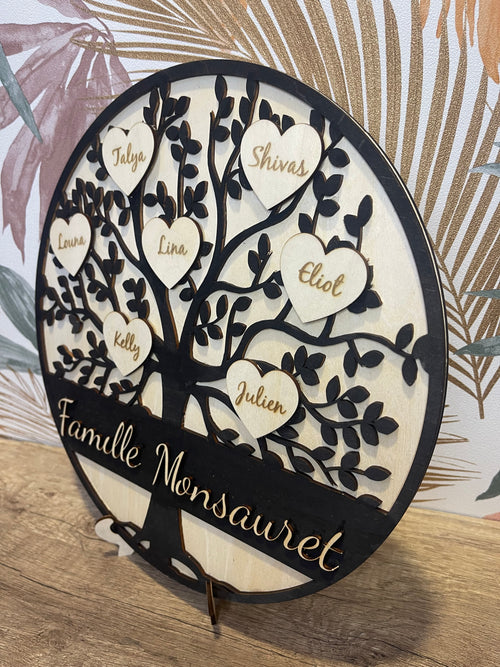 Arbre de Vie Généalogique Personnalisé en Bois – 29 cm | Grand Format