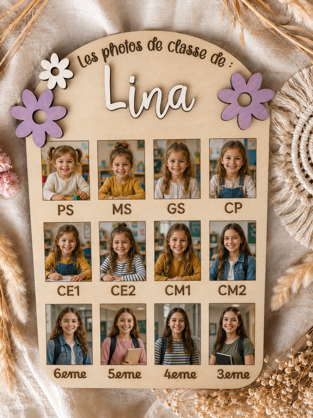 Tableau souvenir photos de classe personnalisé