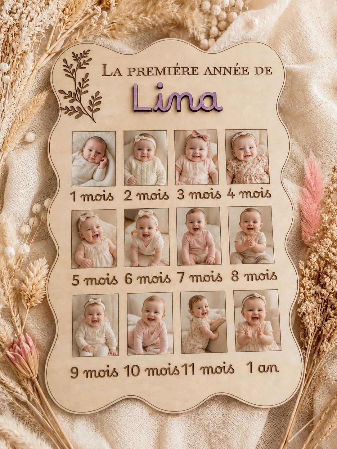 Tableau souvenir première année en bois personnalisé