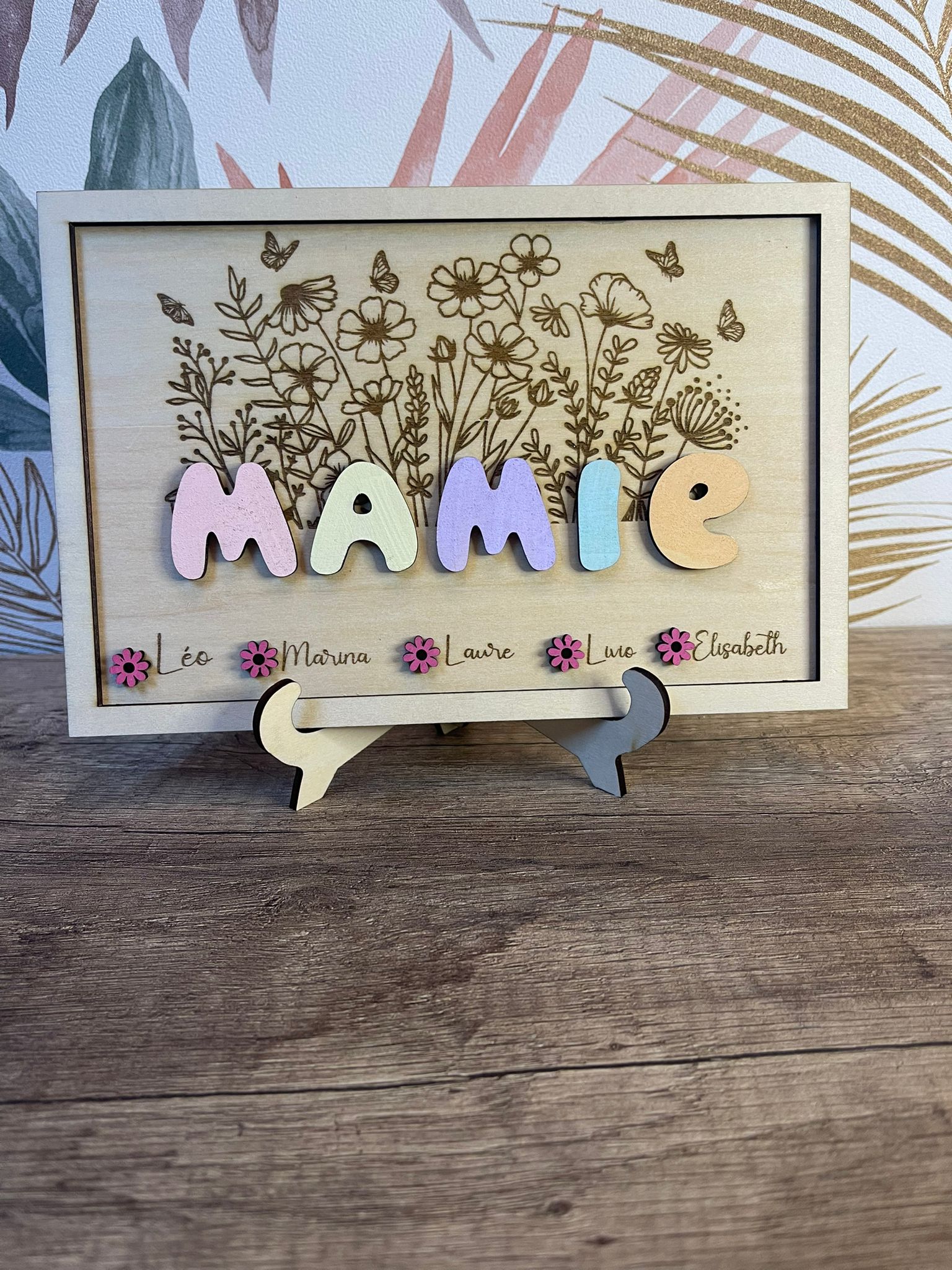 Cadre Bois Personnalisé « Mamie » – Cadeau Émouvant pour Grand-Mère