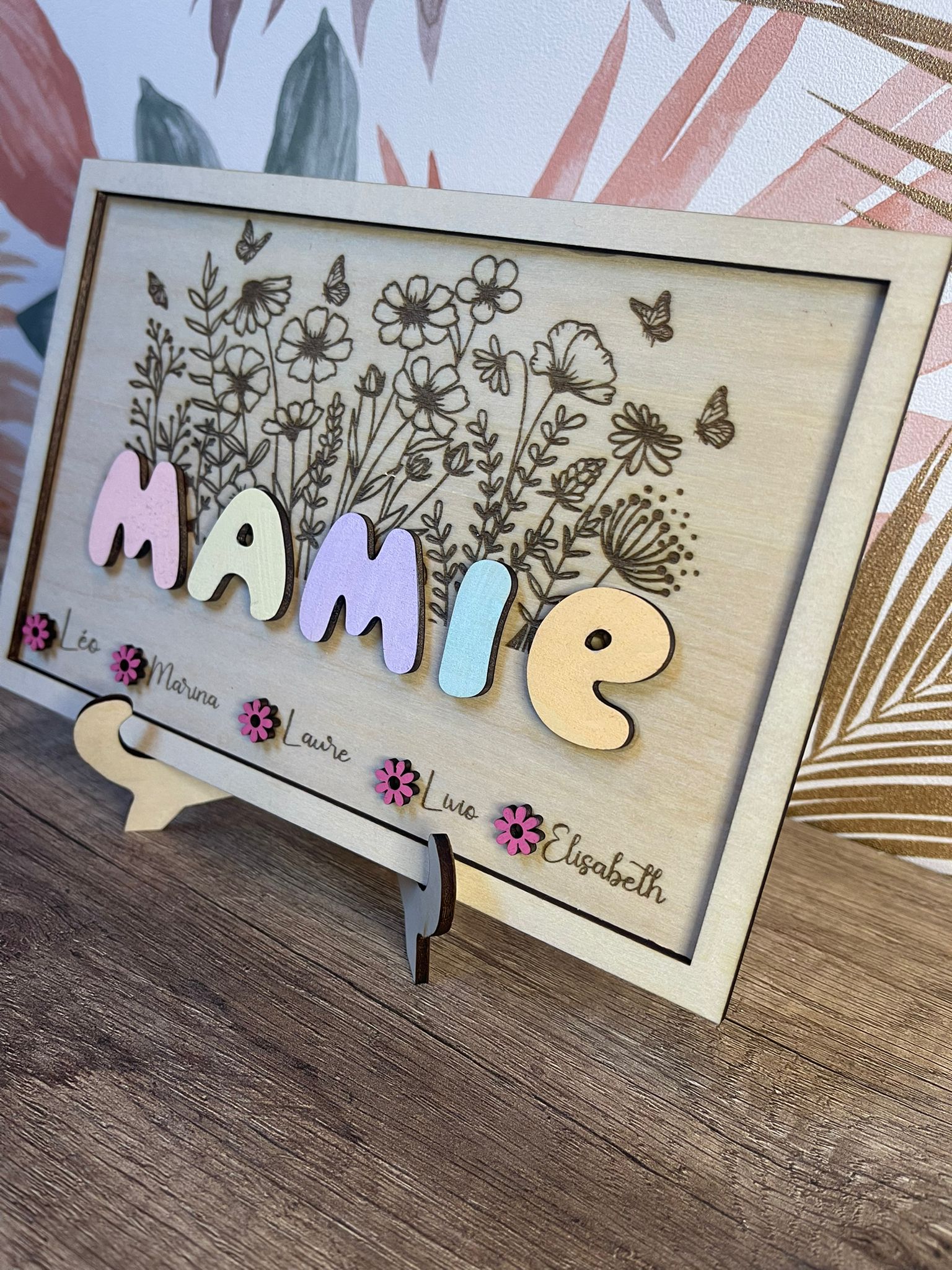 Cadre Bois Personnalisé « Mamie » – Cadeau Émouvant pour Grand-Mère