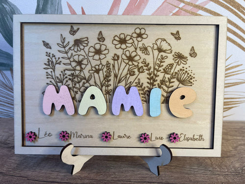 Cadre Bois Personnalisé « Mamie » – Cadeau Émouvant pour Grand-Mère