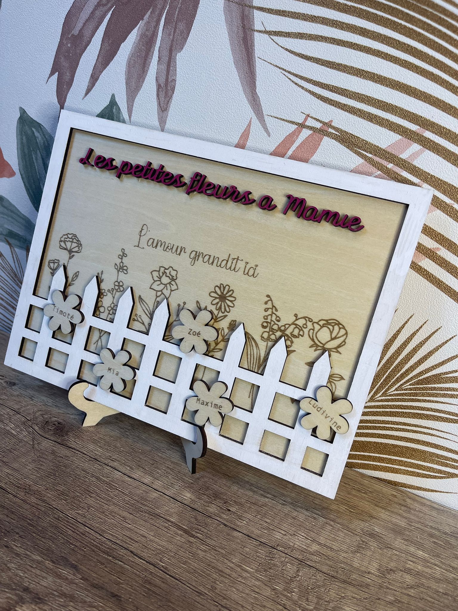 Les Petites Fleurs – Cadre Personnalisé avec les Prénoms des Enfants