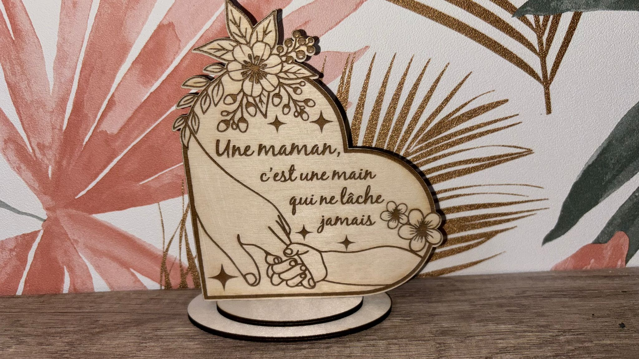 Décoration Bois Cœur Gravé – Message Personnalisable – Cadeau Émouvant
