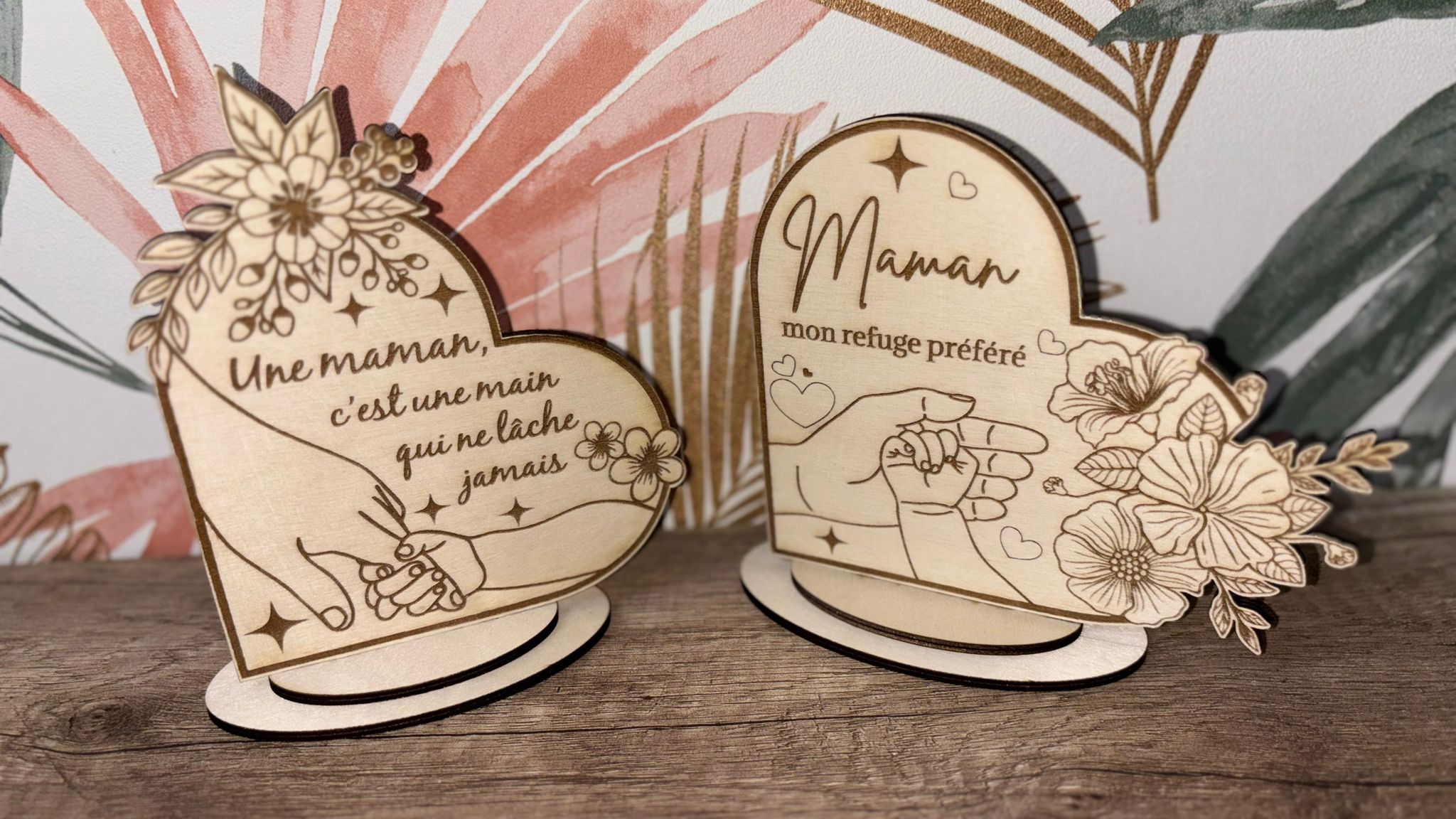 Décoration Bois Cœur Gravé – Message Personnalisable – Cadeau Émouvant