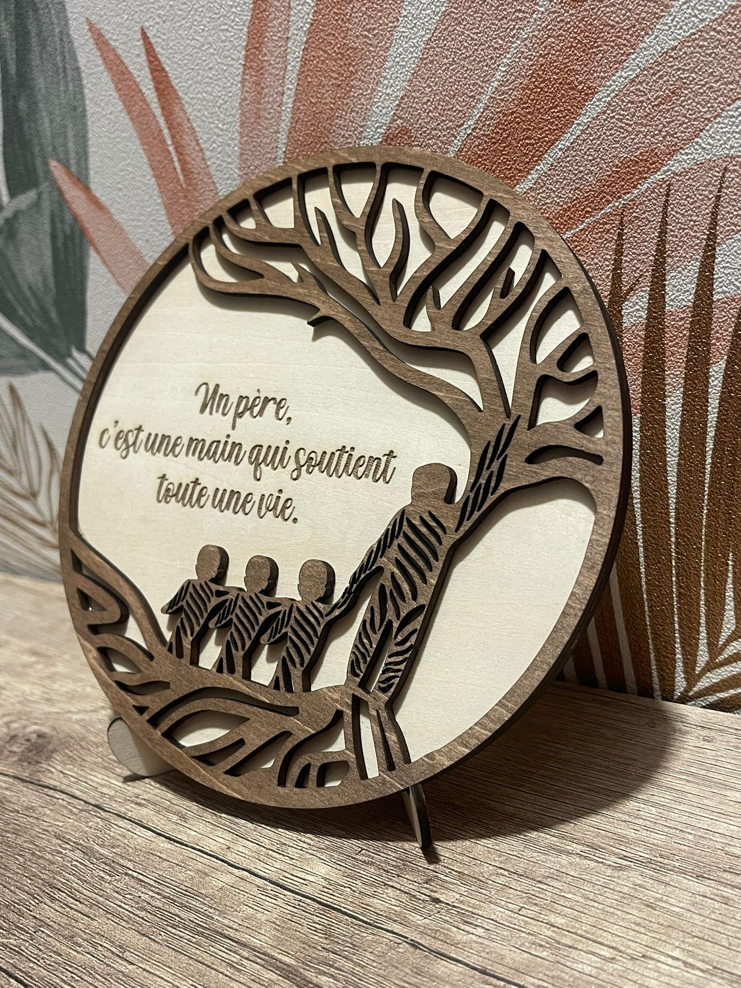 Cadre bois Arbre de Vie – Maman ou Papa, citation personnalisable