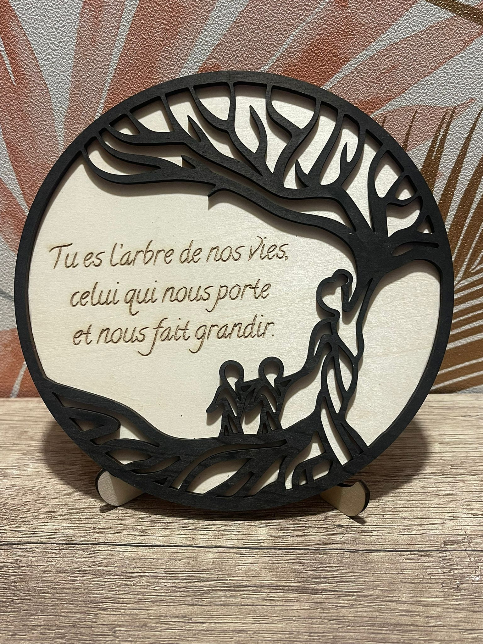 Cadre Bois Arbre de Vie – Maman – Citation & Prénoms Personnalisables
