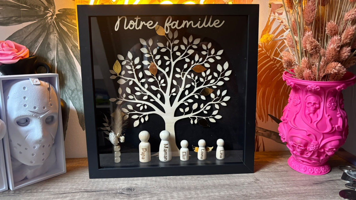 Comparaison cadre blanc Mes racines et cadre noir Notre famille